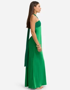 MARILLA RUCHED HALTER MAXI DRESS