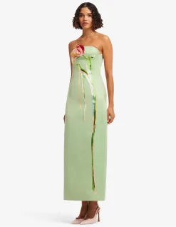Marilyn Cutout Bustier Maxi Dress Tulip Print in Green