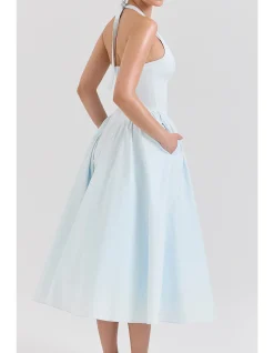 MARILYN HALTER LONG MIDI DRESS