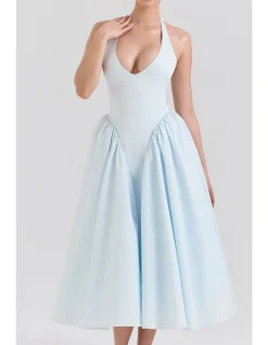 MARILYN HALTER LONG MIDI DRESS