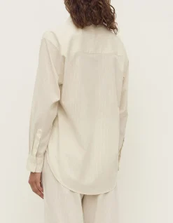 Marina Stripe Fitted Shirt White/Grey Stripe