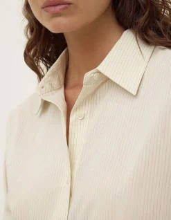 Marina Stripe Fitted Shirt White/Grey Stripe