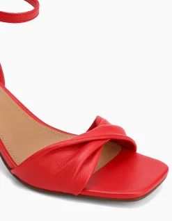 Martha Deep Red Leather Flared Heel