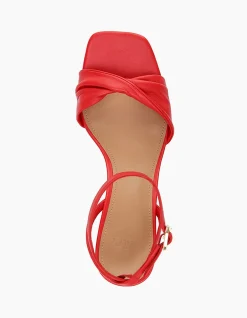 Martha Deep Red Leather Flared Heel