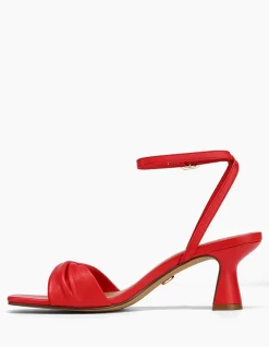 Martha Deep Red Leather Flared Heel