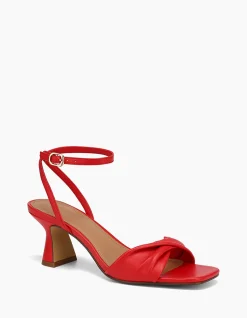 Martha Deep Red Leather Flared Heel