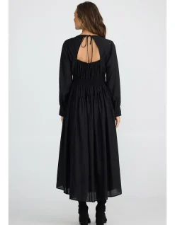 Martina Corset Waist Long Sleeve Midi Dress