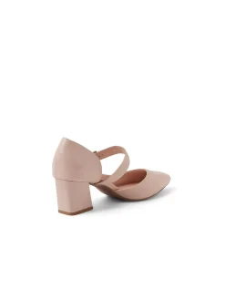 MATCHA Rose Leather Block Heel Mary Jane Pumps