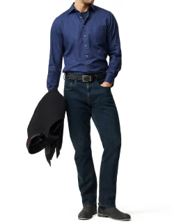 MAVIS LAKE LONG SLEEVE SPORTS FIT SHIRT - MIDNIGHT