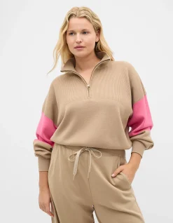 MD CONTRAST ZIP THROUGH KNIT
