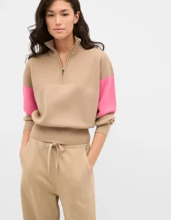 MD CONTRAST ZIP THROUGH KNIT