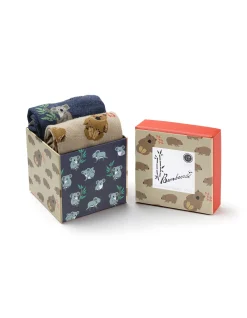 MENS NATIVE AUSTRALIAN WOMBAT & KOALA SOCKS 2 PACK GIFT BOX