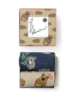 MENS NATIVE AUSTRALIAN WOMBAT & KOALA SOCKS 2 PACK GIFT BOX