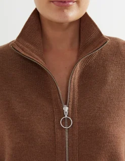 MERINO LONG SLEEVE ZIP THROUGH CARDIGAN