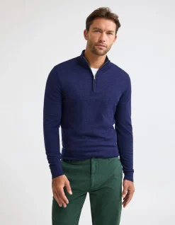 MERINO ZIP-NECK WOOL PULLOVER