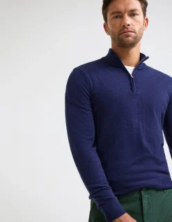 MERINO ZIP-NECK WOOL PULLOVER