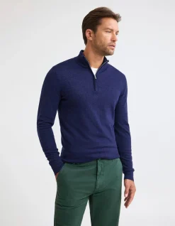 MERINO ZIP-NECK WOOL PULLOVER