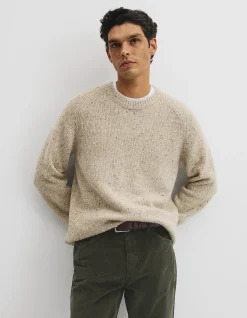Merino Nep Wool Blend Crew Neck Knit