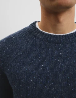 Merino Nep Wool Blend Crew Neck Knit