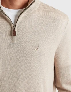 MERINO WOOL BLEND QUARTER-ZIP SWEATER