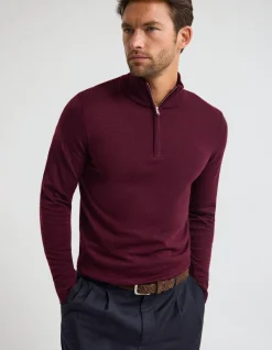 MERINO ZIP-NECK WOOL PULLOVER