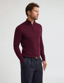 MERINO ZIP-NECK WOOL PULLOVER