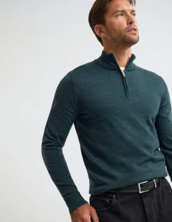 MERINO ZIP-NECK WOOL PULLOVER