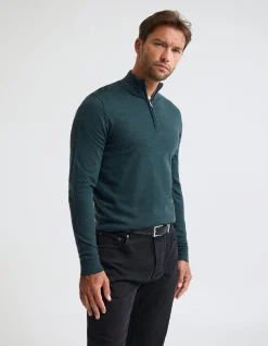 MERINO ZIP-NECK WOOL PULLOVER