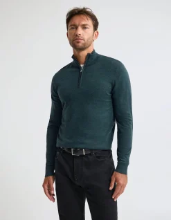 MERINO ZIP-NECK WOOL PULLOVER