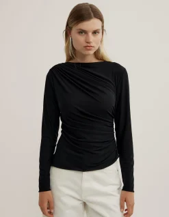 Mesh Drape Long Sleeve Top