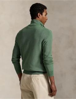 Mesh-Knit Cotton Quarter-Zip Sweater