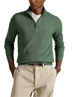Mesh-Knit Cotton Quarter-Zip Sweater