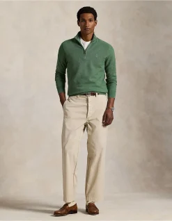 Mesh-Knit Cotton Quarter-Zip Sweater