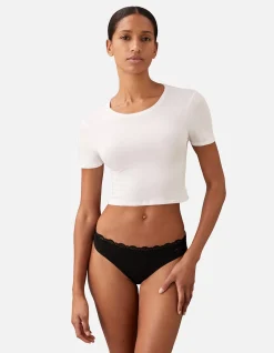 MICROFIBER STRETCH WITH LACE THONG 3PK