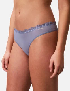 MICROFIBER STRETCH WITH LACE THONG 3PK