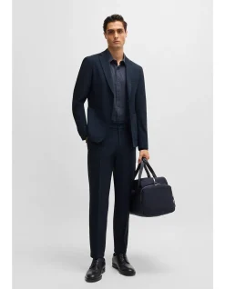 Micro-Patterned Slim-Fit Jacket in Dark Blue