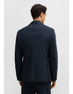 Micro-Patterned Slim-Fit Jacket in Dark Blue