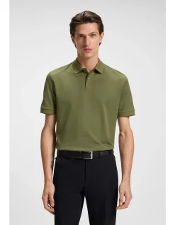 Micro-pattern polo shirt in mercerised cotton