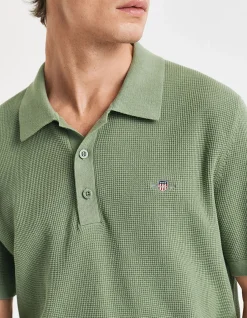 Micro Textured Cotton Polo Shirt