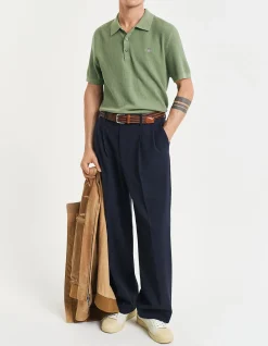 Micro Textured Cotton Polo Shirt