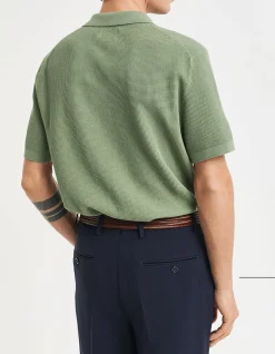 Micro Textured Cotton Polo Shirt