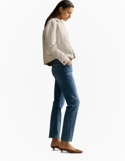 Mid Rise Straight Leg Denim Jean