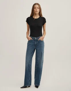Mid Rise Wide Leg Jean