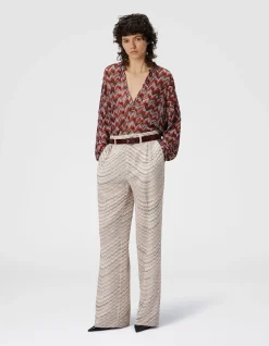 MID-RISE TAILORED PANTS WITH ZIGZAG PATTERN