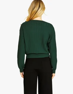 Milano Button Shoulder Rib Knit Pullover