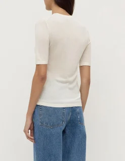 Mina Silk Knit Tee White