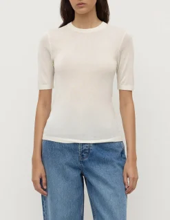 Mina Silk Knit Tee White