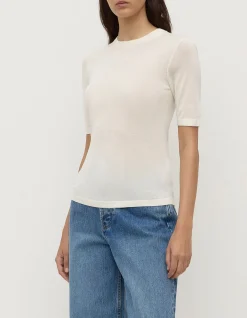 Mina Silk Knit Tee White