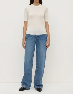 Mina Silk Knit Tee White