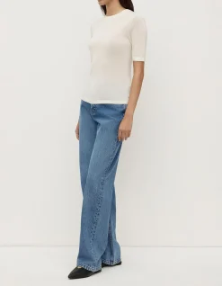 Mina Silk Knit Tee White